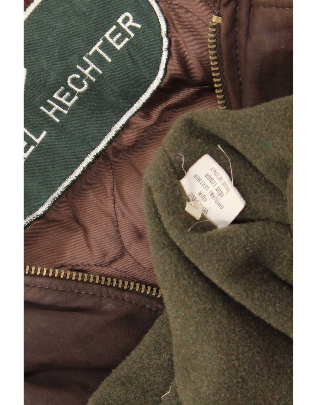 Daniel Hechter Mens Leather Windbreaker Jacket IT 52 XL Brown