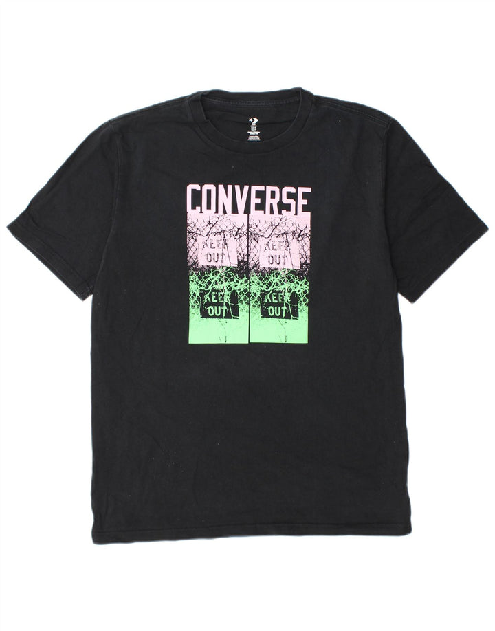 Converse Mens Graphic T-Shirt Top Medium Black Cotton