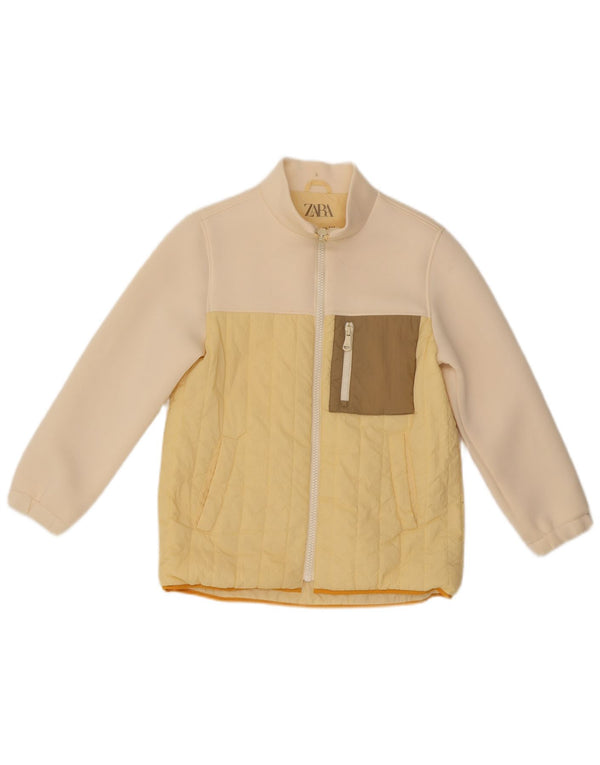 Zara Girls Padded Jacket 9-10 Years Yellow Colourblock Polyamide