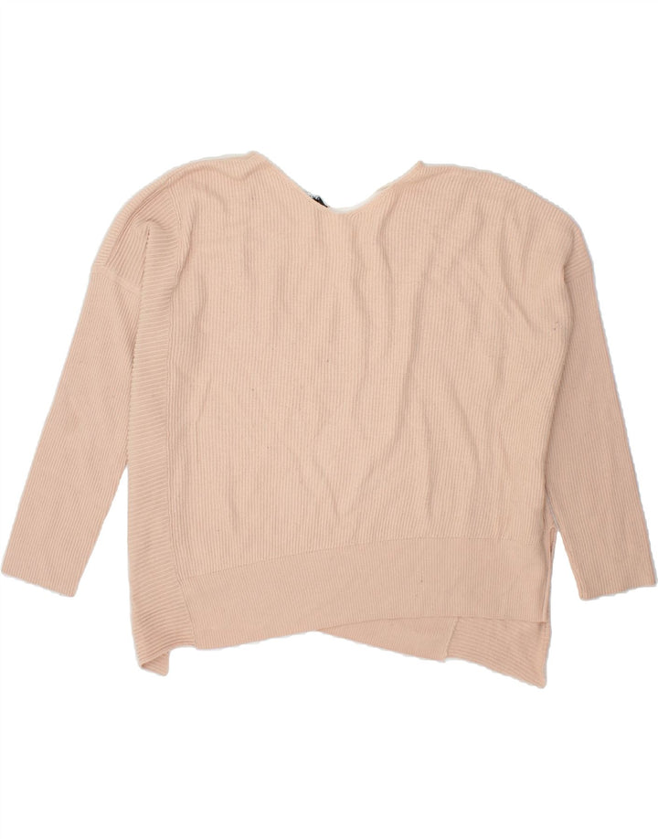 DKNY Womens Oversized V-Neck Jumper Sweater UK 16 Large Pink Nylon Vintage Dkny and Second-Hand Dkny from Messina Hembry 