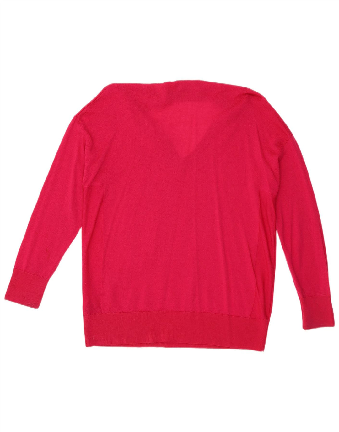 Marks & Spencer Womens V-Neck Jumper Sweater UK 14 Medium Pink Merino Wool