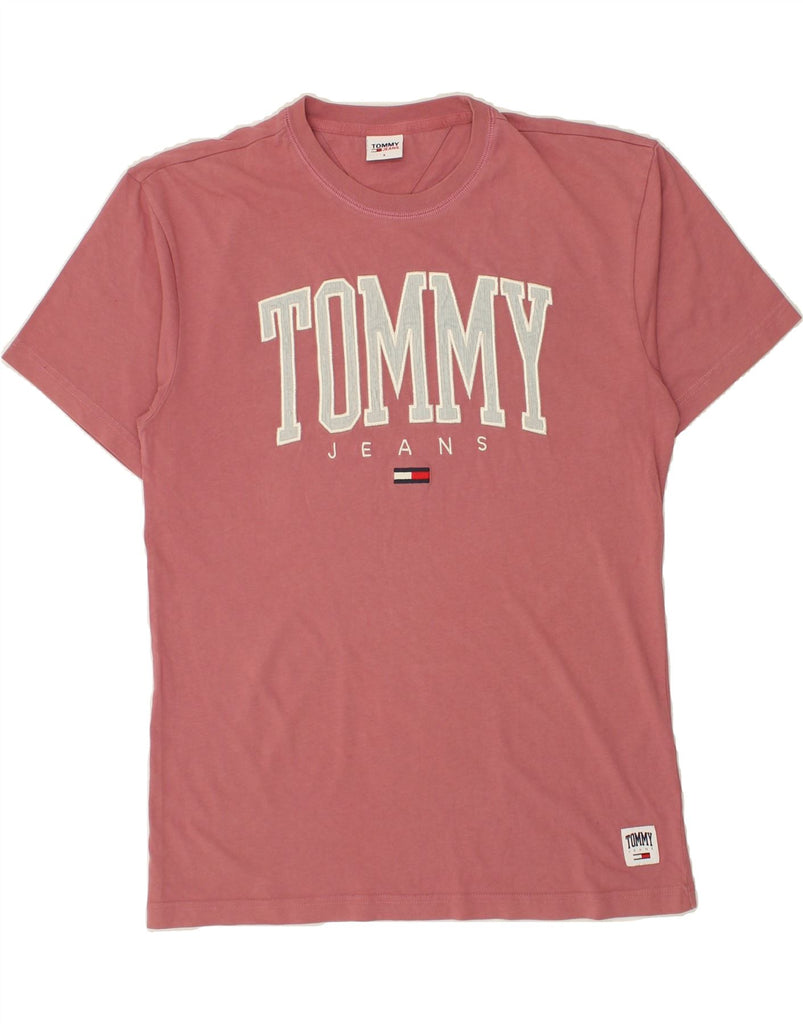 TOMMY HILFIGER Mens Graphic T-Shirt Top Small Pink Cotton | Vintage Tommy Hilfiger | Thrift | Second-Hand Tommy Hilfiger | Used Clothing | Messina Hembry 