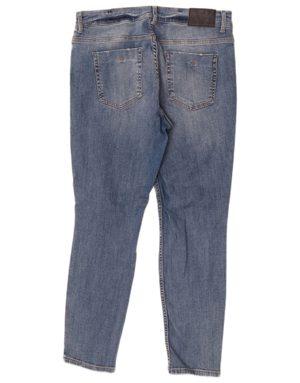 Zara Womens Distressed Skinny Jeans EU 44 XL W34 L27 Blue Cotton