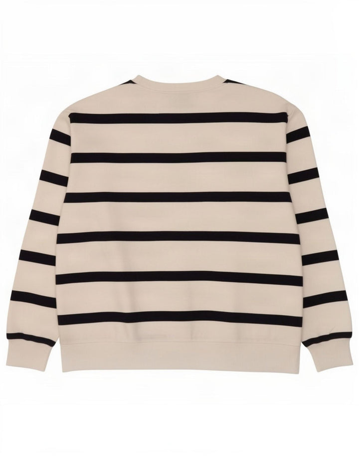 Marks & Spencer Womens Sweatshirt Jumper UK 14 Medium White Striped Cotton