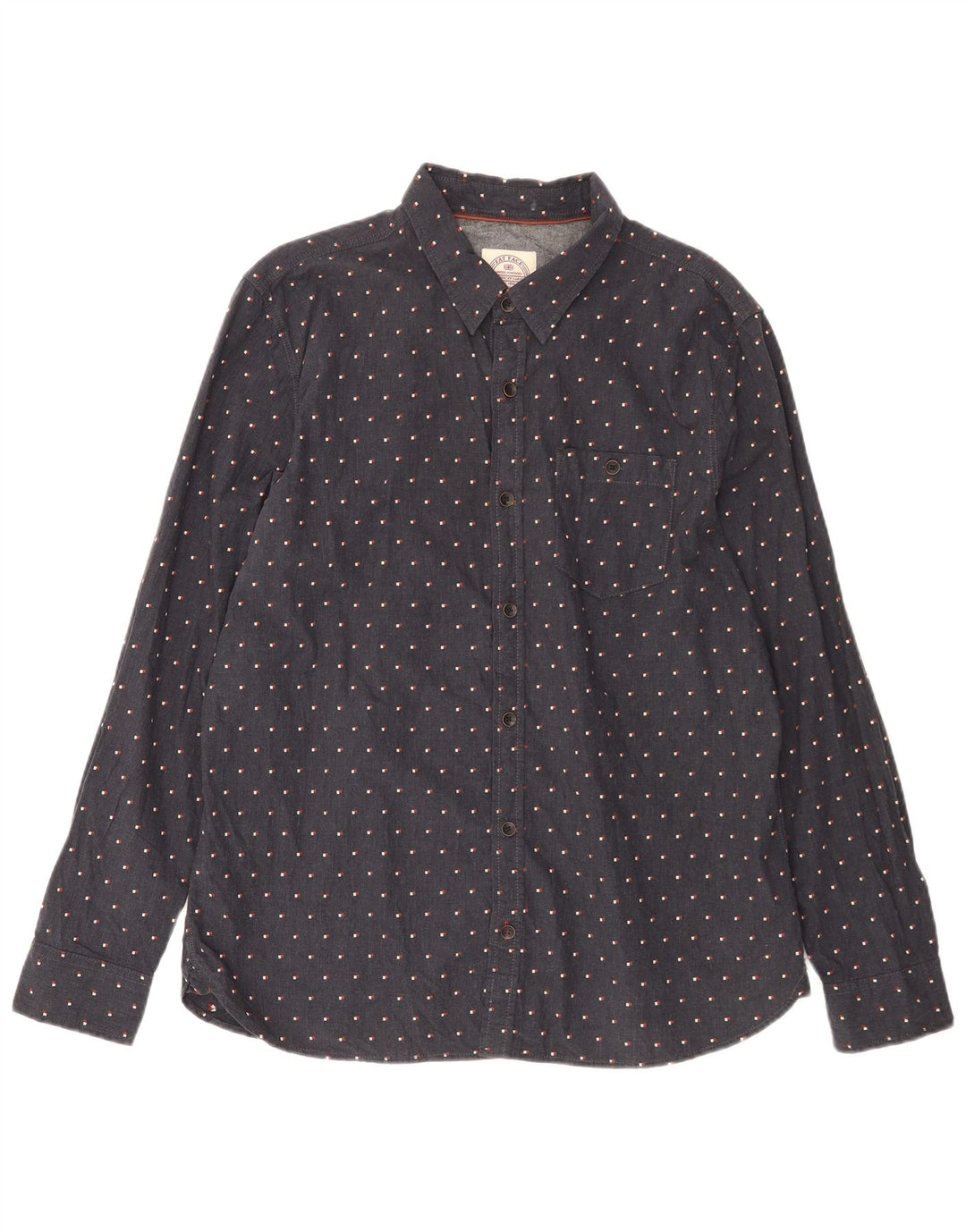 Fat Face Mens Shirt XL Navy Blue Spotted Cotton