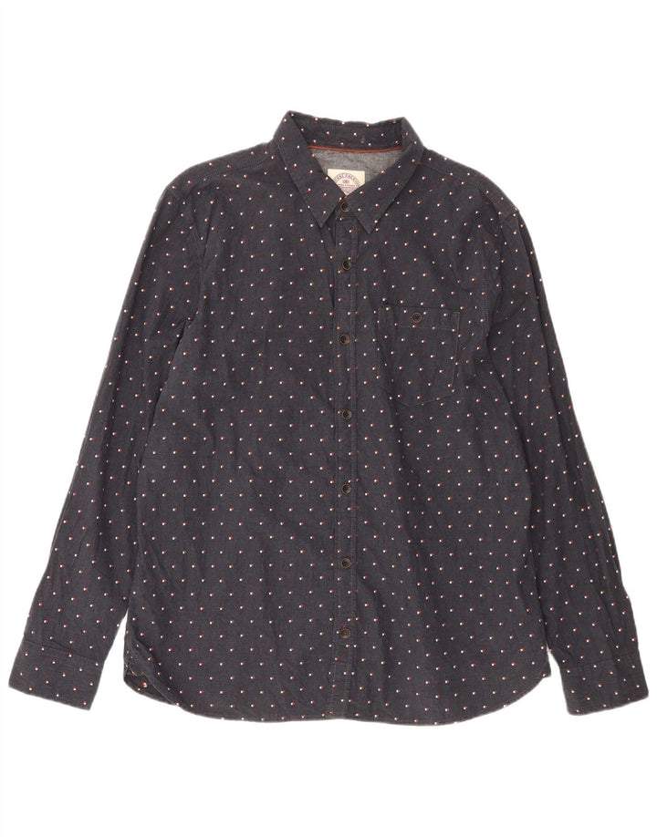 Fat Face Mens Shirt XL Navy Blue Spotted Cotton