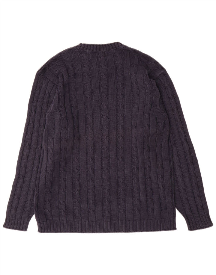 Marks & Spencer Mens Boat Neck Jumper Sweater Small Navy Blue Cotton