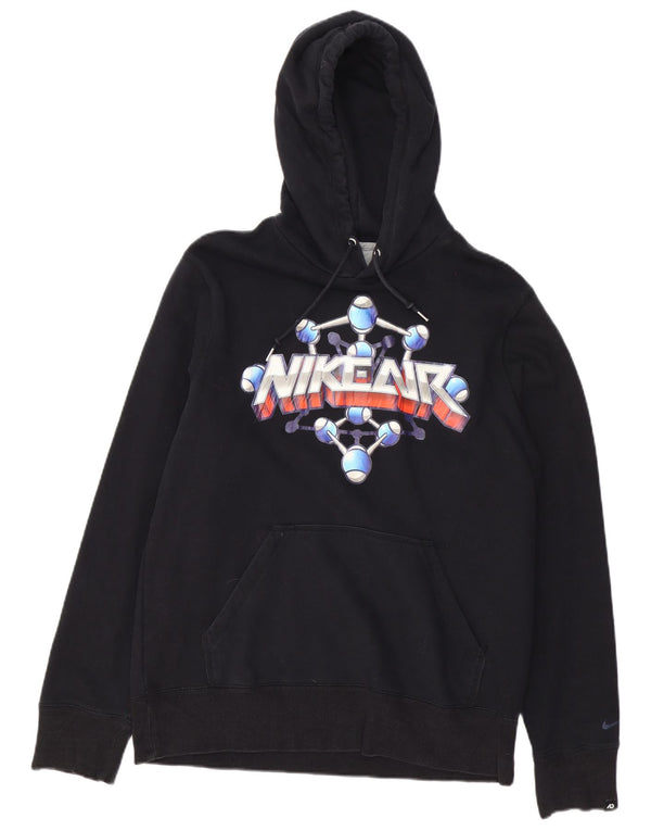 Nike Mens Graphic Hoodie Jumper Medium Black Cotton