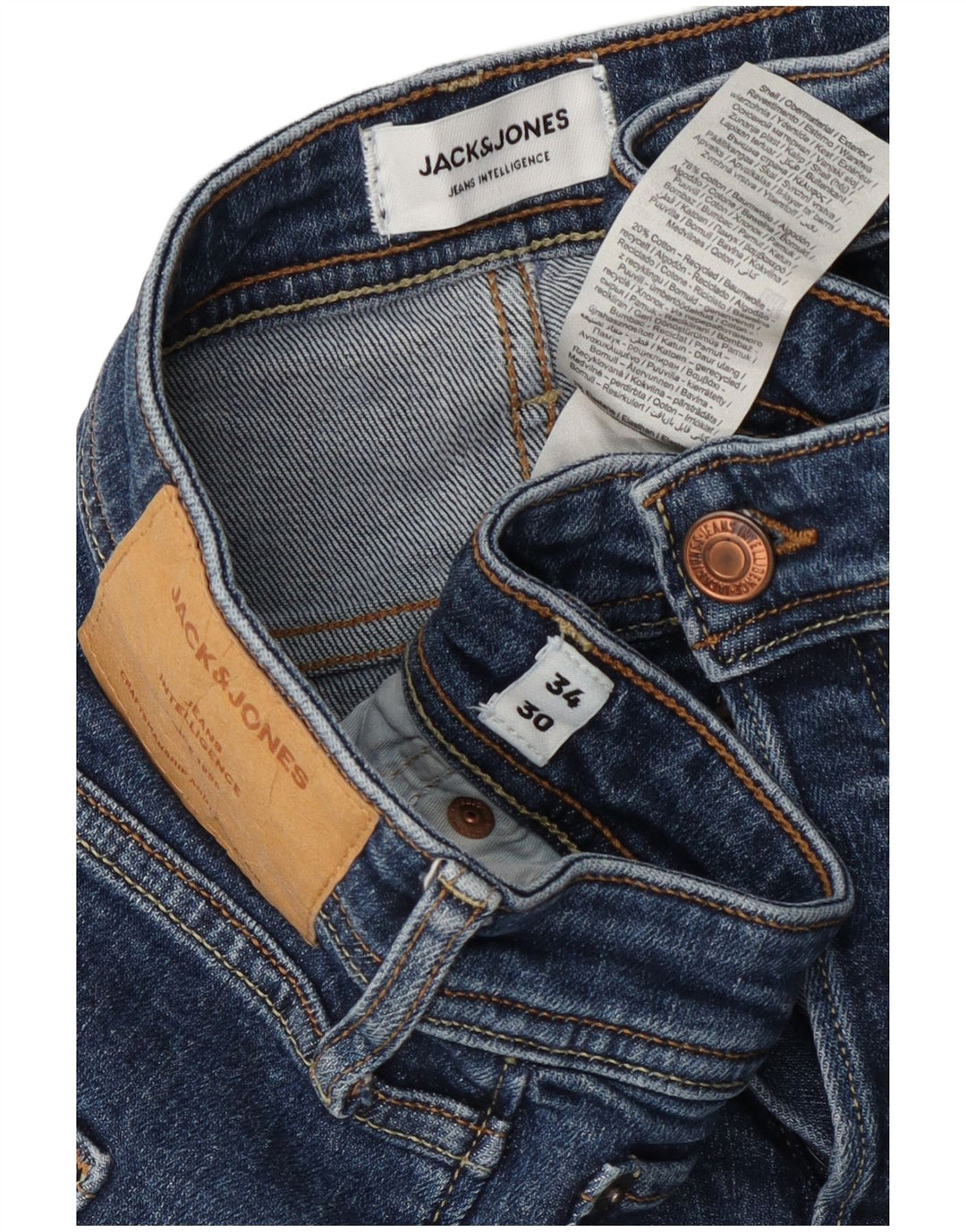 Jack & Jones Mens Mike Straight Jeans W34 L30 Blue Cotton