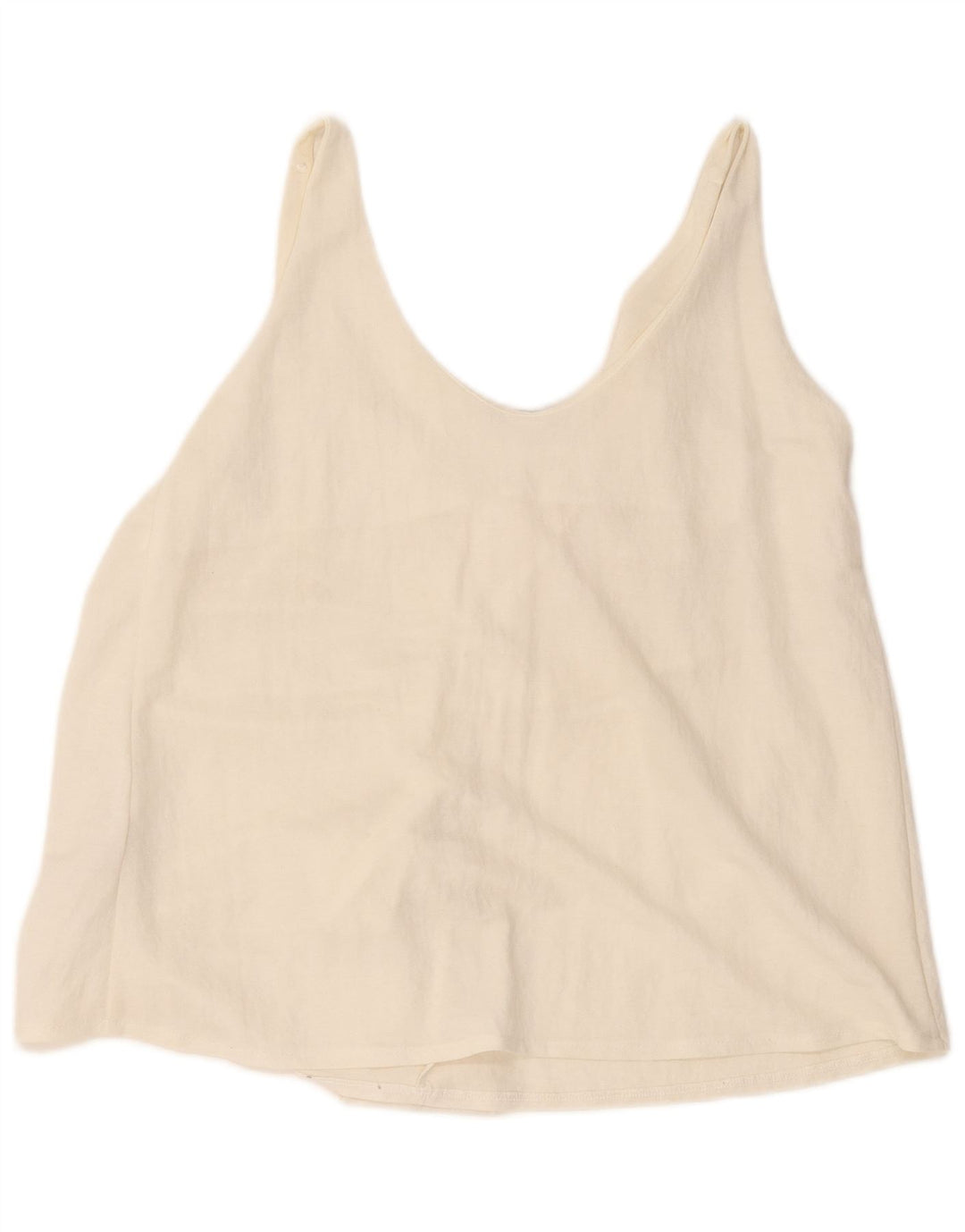 Zara Womens Sleeveless Crop Top UK 12 Medium Off White Viscose