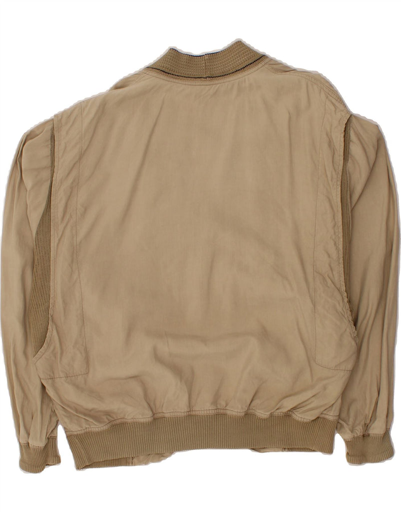 UMBERTO BILANCIONI Mens Bomber Jacket IT 50 Large Beige Silk Vintage Umberto Bilancioni and Second-Hand Umberto Bilancioni from Messina Hembry 