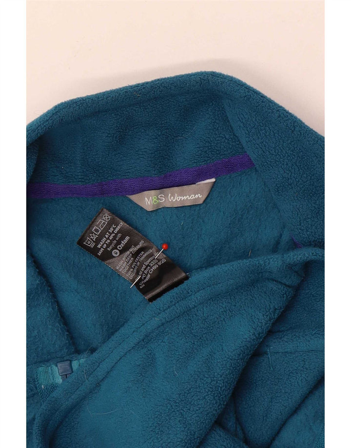 Marks & Spencer Womens Fleece Jacket UK 8 Small Blue Polyester