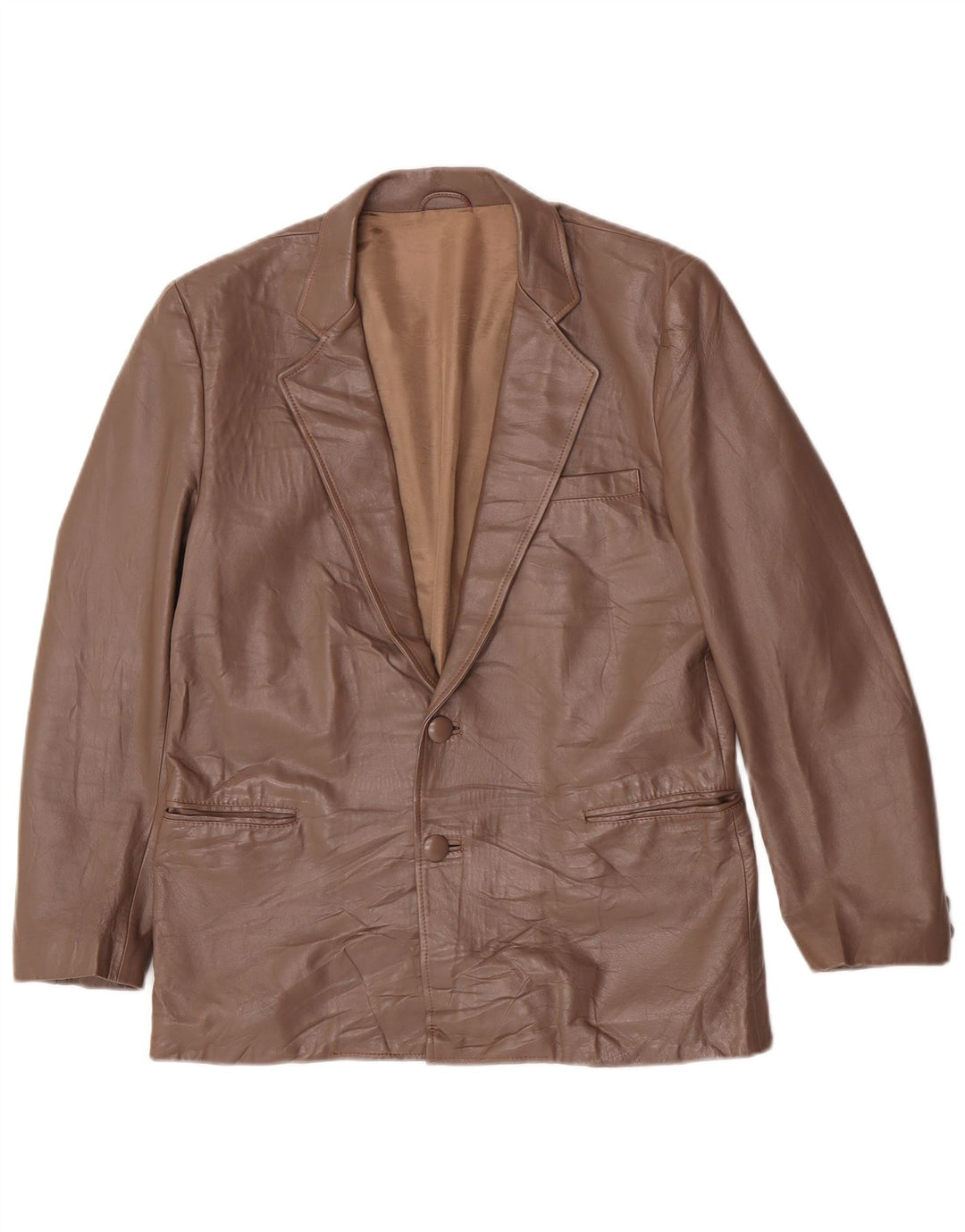 Vintage Mens 2 Button Leather Blazer Jacket UK 38 Medium Brown