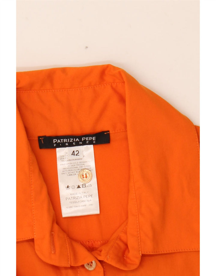 PATRIZIA PEPE Womens Bodysuit IT 42 Medium Orange Cotton