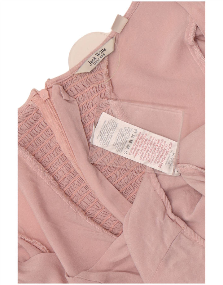 Jack Wills Womens Crop Blouse Top UK 12 Medium Pink Viscose