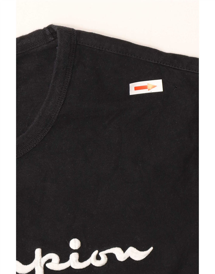 Champion Mens Graphic T-Shirt Top Small Black Cotton