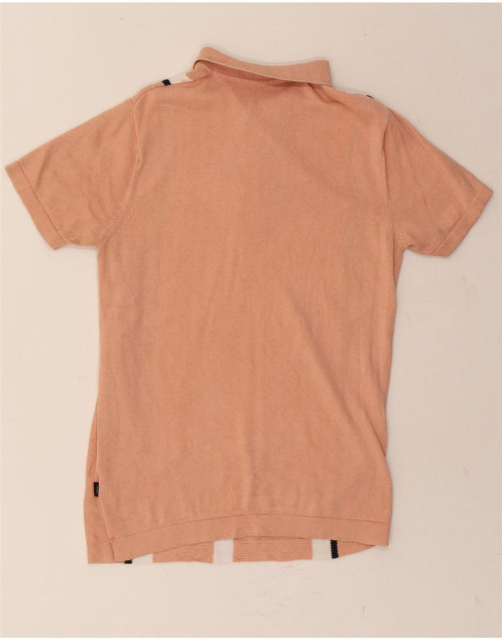 JACK & JONES Mens Polo Shirt Medium Pink Striped Cotton Vintage Jack & Jones and Second-Hand Jack & Jones from Messina Hembry 