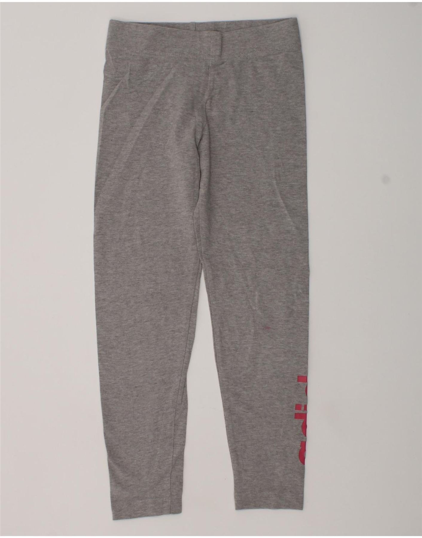 ADIDAS Girls Graphic Leggings 7-8 Years Grey Cotton, Vintage & Second-Hand  Clothing Online