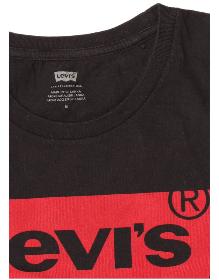 Levi's Womens Graphic T-Shirt Top UK 12 Medium Black