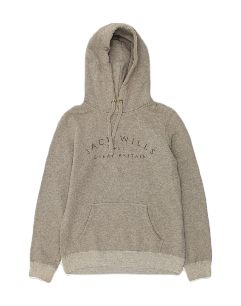 JACK WILLS Womens Graphic Hoodie Jumper UK 8 Small  Grey Cotton | Vintage Jack Wills | Thrift | Second-Hand Jack Wills | Used Clothing | Messina Hembry 