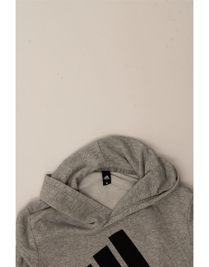 ADIDAS Womens Graphic Hoodie Jumper UK 12 Medium Grey Vintage Adidas and Second-Hand Adidas from Messina Hembry 