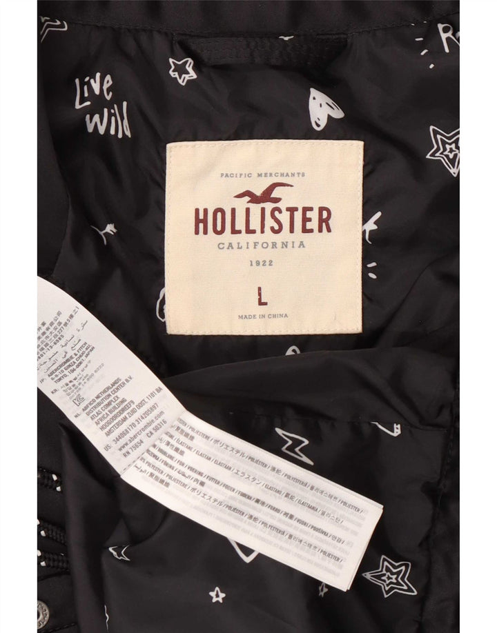 Hollister Womens Bomber Jacket UK 16 Large Black Polyester