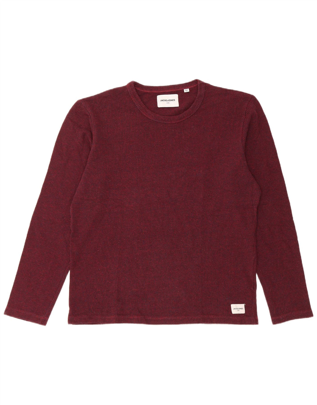 Jack & Jones Mens Top Long Sleeve Large Burgundy Flecked Cotton
