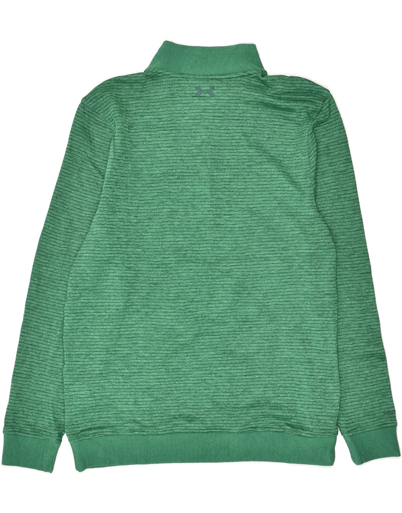 UNDER ARMOUR Mens Zip Neck Sweatshirt Jumper Medium Green Striped | Vintage Under Armour | Thrift | Second-Hand Under Armour | Used Clothing | Messina Hembry 