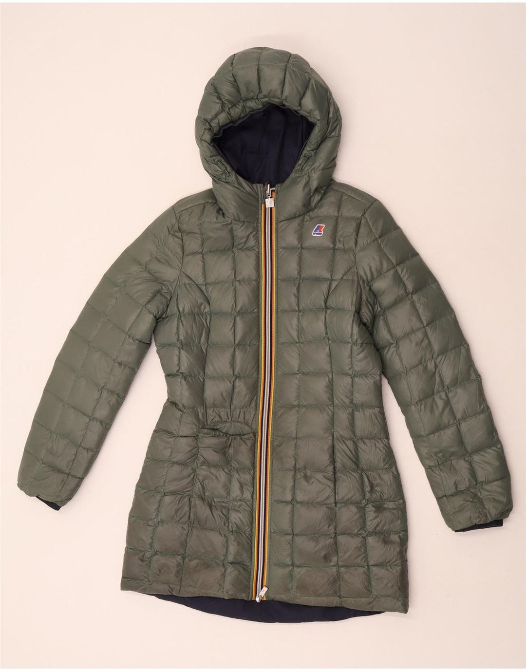 K-Way Womens Hooded Reversible Windbreaker Coat UK 8 Small Navy Blue