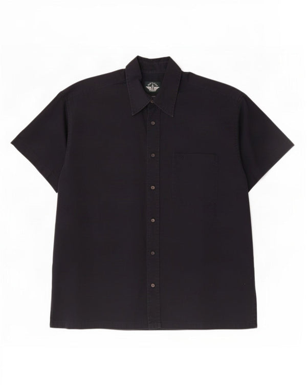 Dockers Mens Easy Care Short Sleeve Shirt Medium Navy Blue Cotton