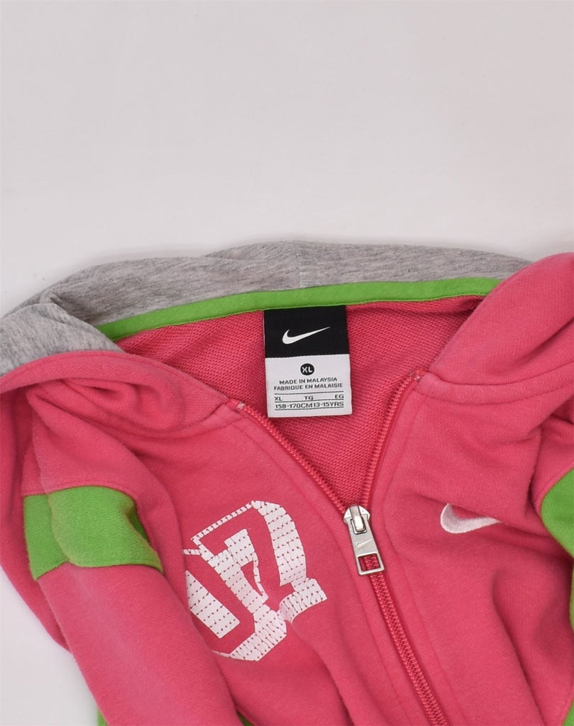 NIKE Girls Zip Hoodie Sweater 13-14 Years Pink Cotton | Vintage Nike | Thrift | Second-Hand Nike | Used Clothing | Messina Hembry 