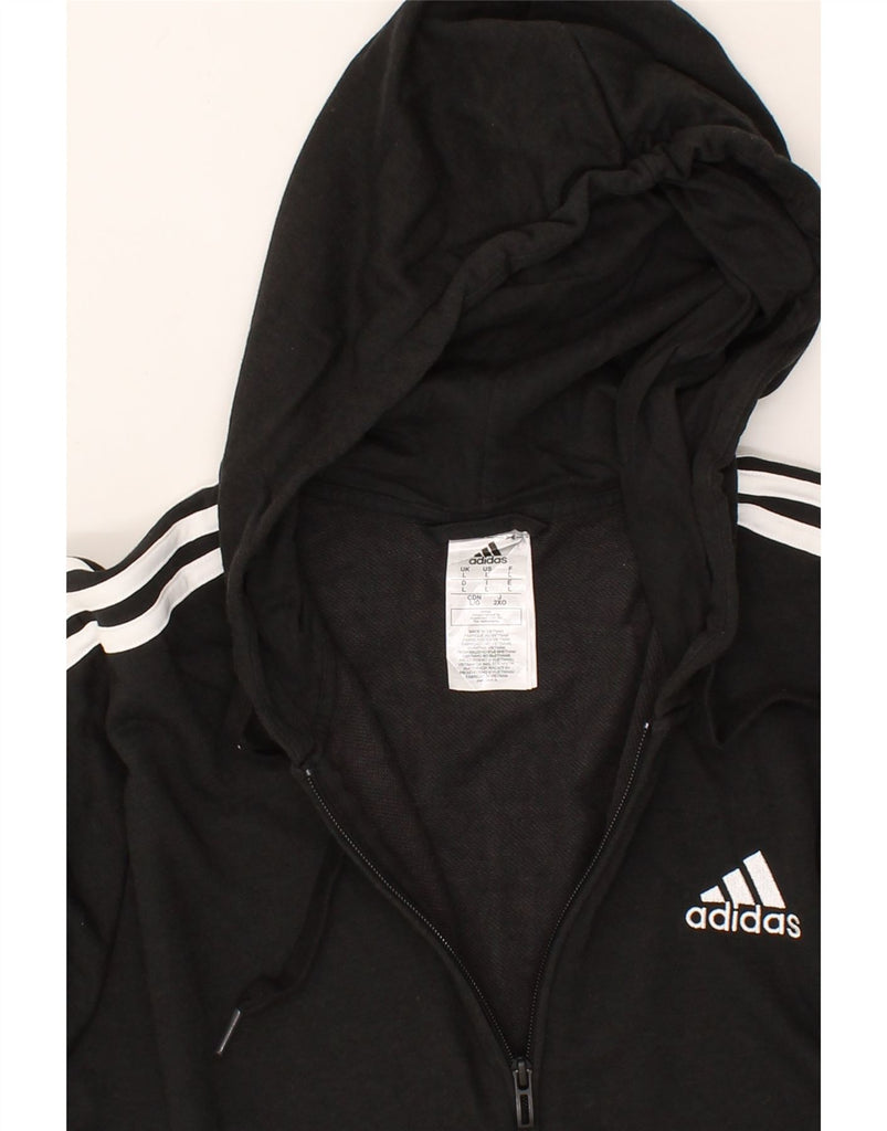 ADIDAS Mens Zip Hoodie Sweater Large Black Cotton | Vintage Adidas | Thrift | Second-Hand Adidas | Used Clothing | Messina Hembry 