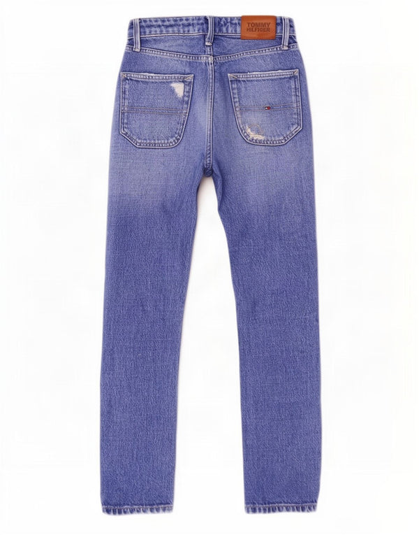 Tommy Hilfiger Girls Distressed Straight Jeans 9-10 Years W24 L26 Blue