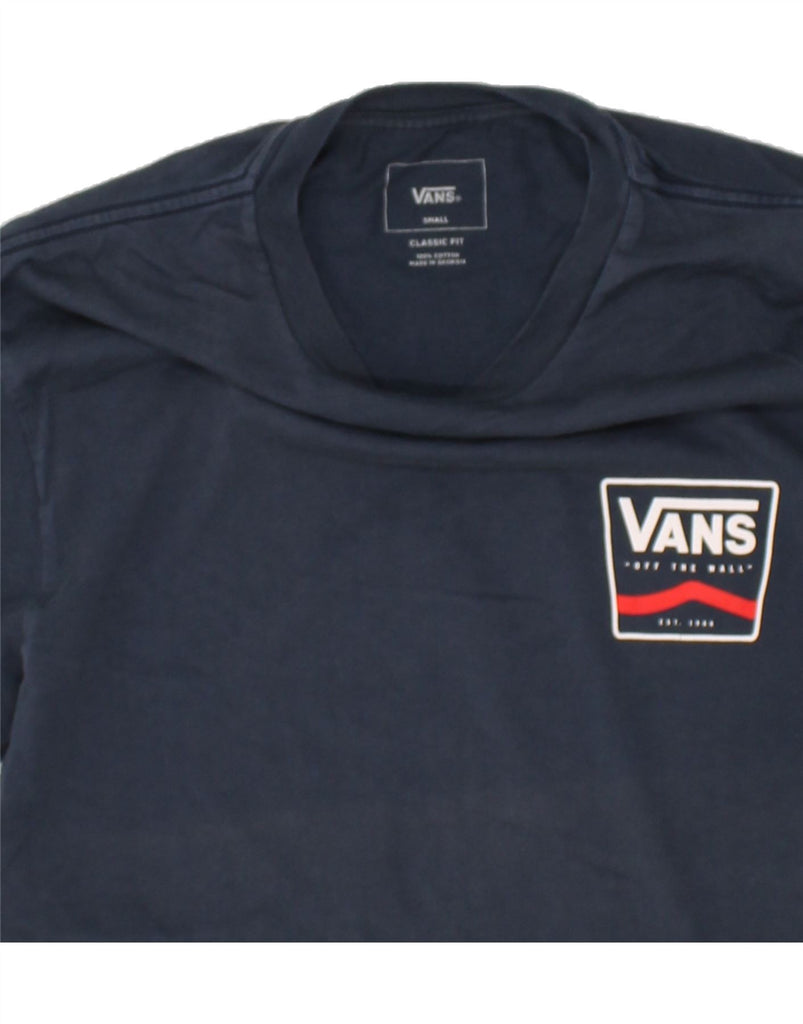 VANS Mens Graphic Top Long Sleeve Small Navy Blue Cotton | Vintage Vans | Thrift | Second-Hand Vans | Used Clothing | Messina Hembry 