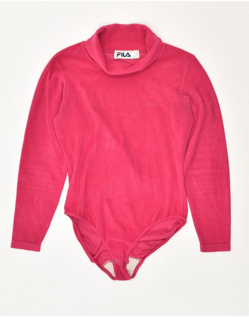 FILA Womens Fleece Bodysuit IT 44 Medium Pink | Vintage Fila | Thrift | Second-Hand Fila | Used Clothing | Messina Hembry 