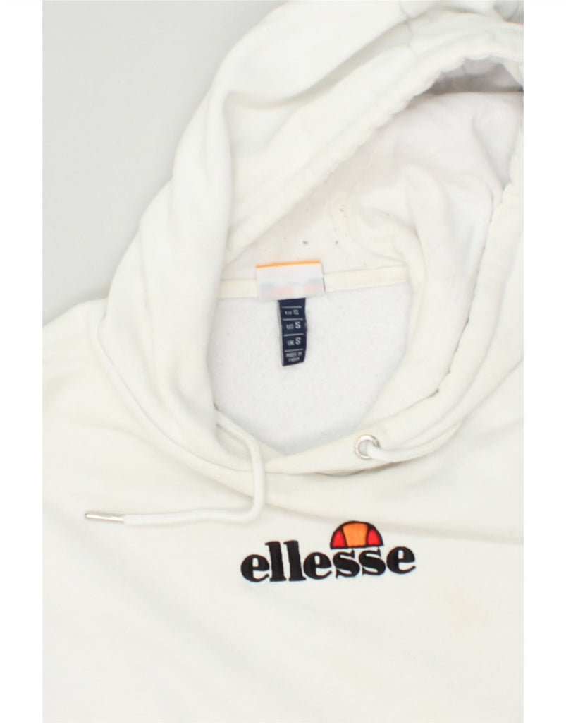 ELLESSE Womens Oversized Hoodie Jumper UK 10 Small White Cotton | Vintage Ellesse | Thrift | Second-Hand Ellesse | Used Clothing | Messina Hembry 