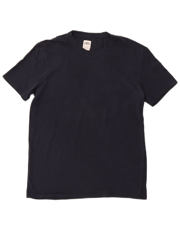 Zara Mens Slim Fit T-Shirt Top XL Navy Blue