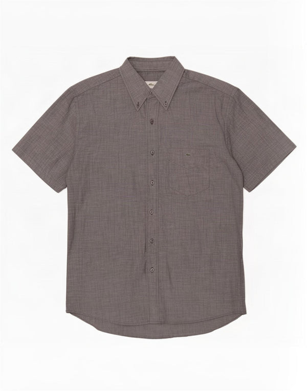 Lacoste Mens Short Sleeve Shirt Size 42 Large Grey Cotton