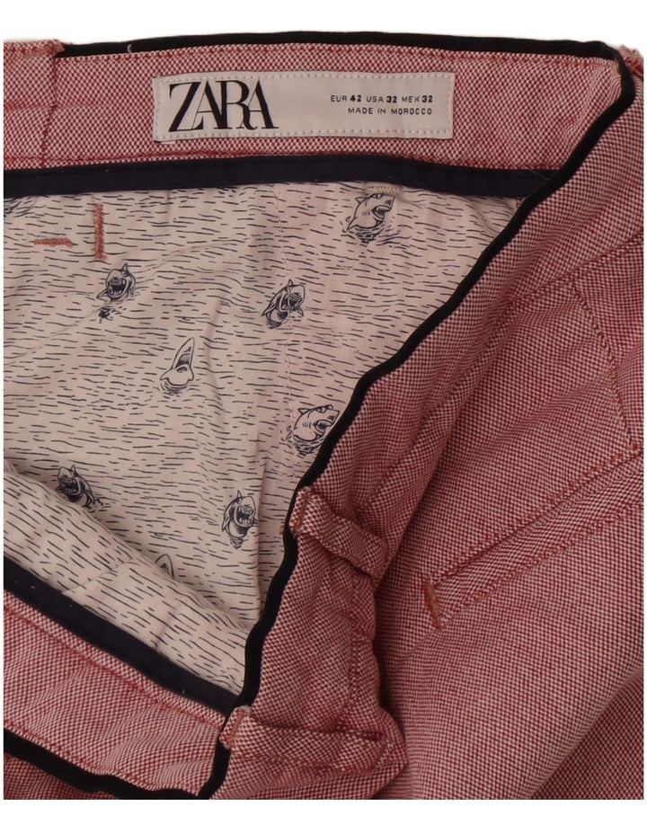 Zara Mens Chino Shorts IT 42 Large W32  Pink Cotton