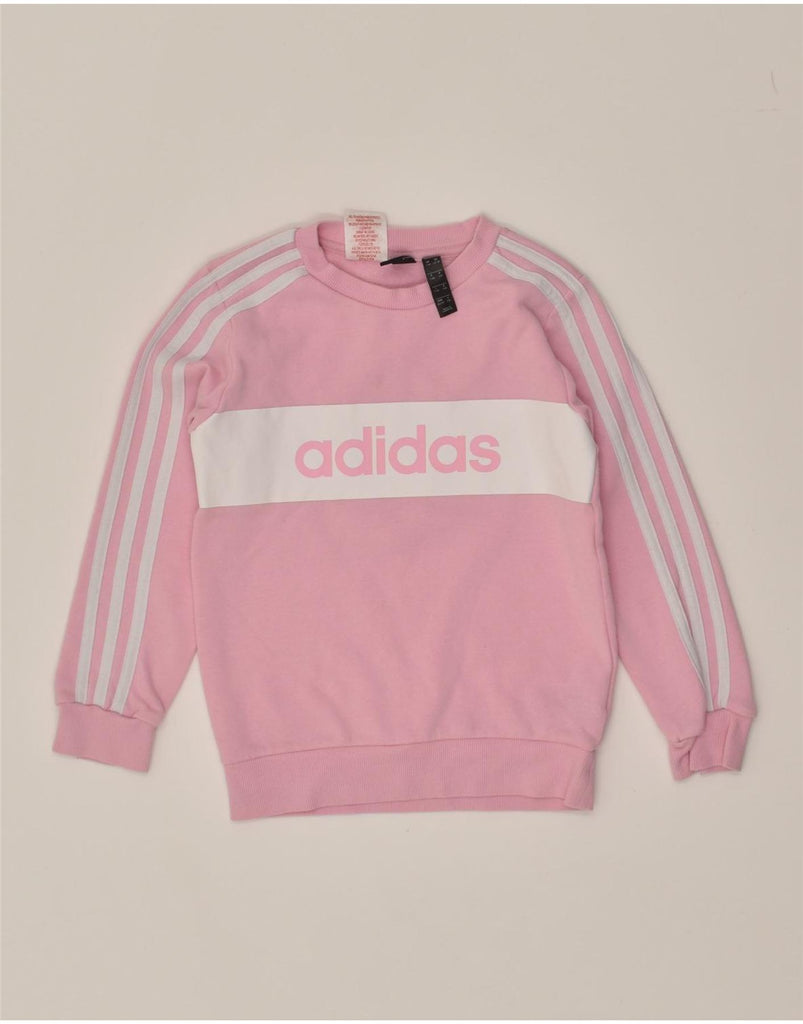 ADIDAS Girls Graphic Sweatshirt Jumper 7-8 Years Pink Cotton | Vintage Adidas | Thrift | Second-Hand Adidas | Used Clothing | Messina Hembry 
