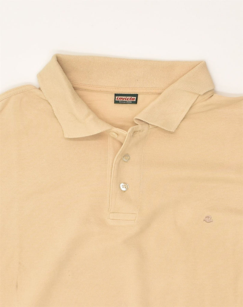 INVICTA Mens Polo Shirt XL Beige Cotton | Vintage Invicta | Thrift | Second-Hand Invicta | Used Clothing | Messina Hembry 