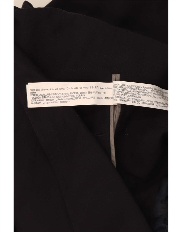 Massimo Dutti Mens 2 Button Blazer Jacket EU 56 XL Black Wool