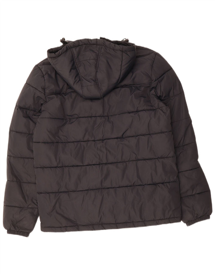 LYLE & SCOTT Mens Hooded Padded Jacket UK 38 Medium Black Nylon