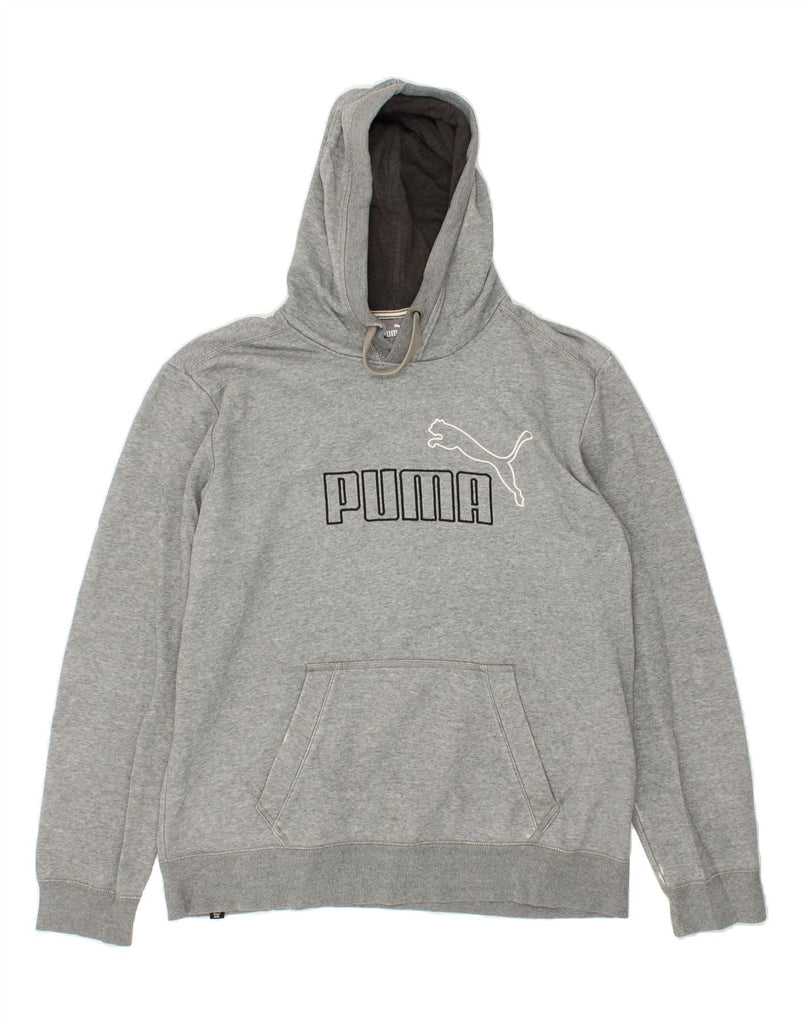 PUMA Mens Graphic Hoodie Jumper Large Grey Flecked Cotton | Vintage Puma | Thrift | Second-Hand Puma | Used Clothing | Messina Hembry 