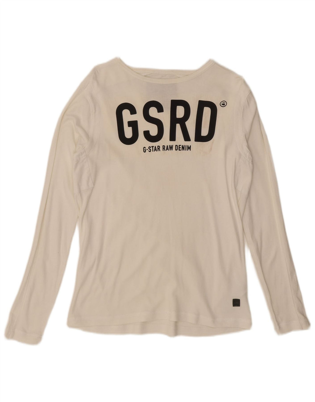 G-Star Womens Graphic Top Long Sleeve UK 14 Large White Cotton