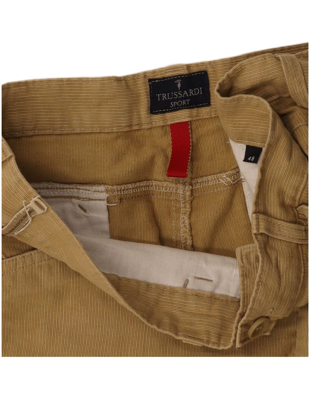 TRUSSARDI Mens Straight Corduroy Trousers IT 48 Medium W32 L31 Beige