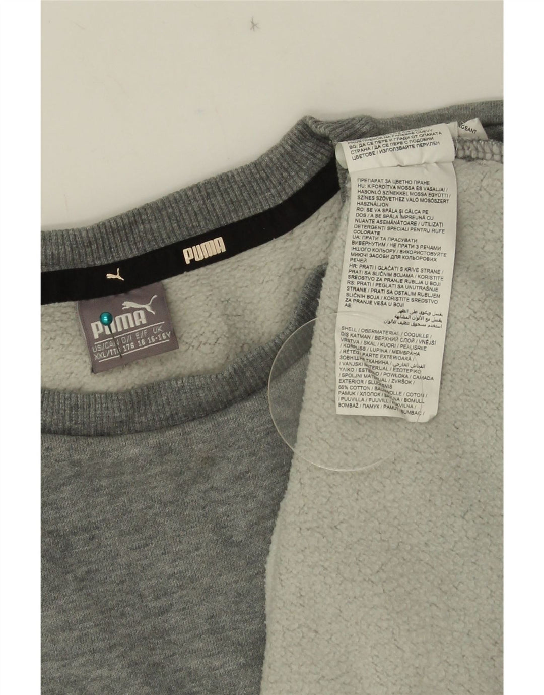 Puma Boys Graphic Sweatshirt Jumper 15-16 Years Grey Flecked Cotton