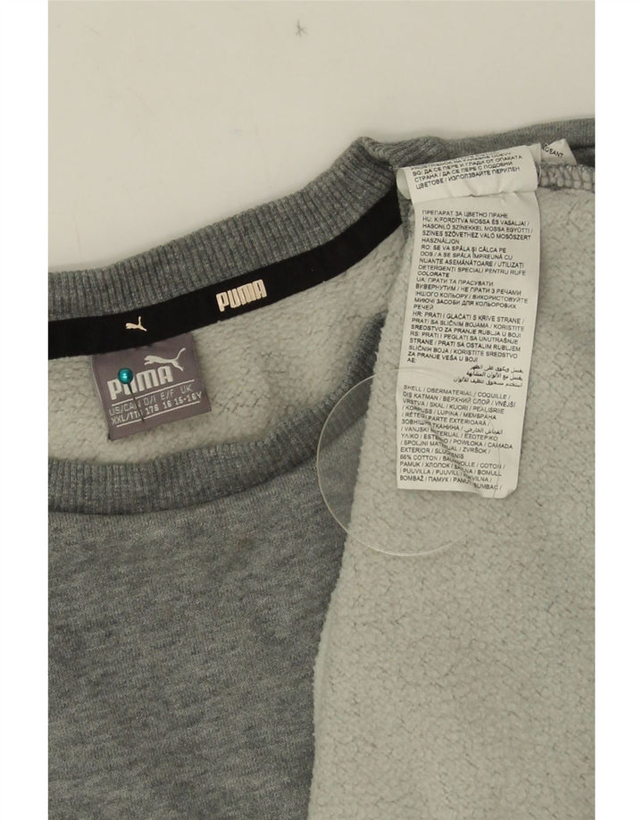Puma Boys Graphic Sweatshirt Jumper 15-16 Years Grey Flecked Cotton