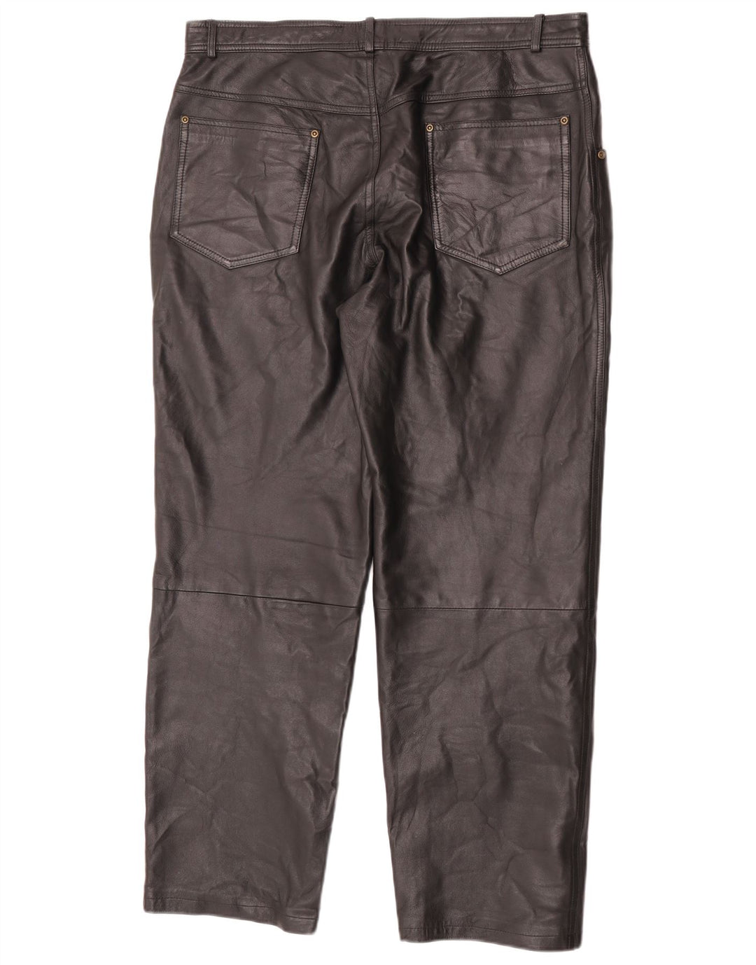 Angelo Litrico Mens Straight Leather Trousers W38 L30 Black