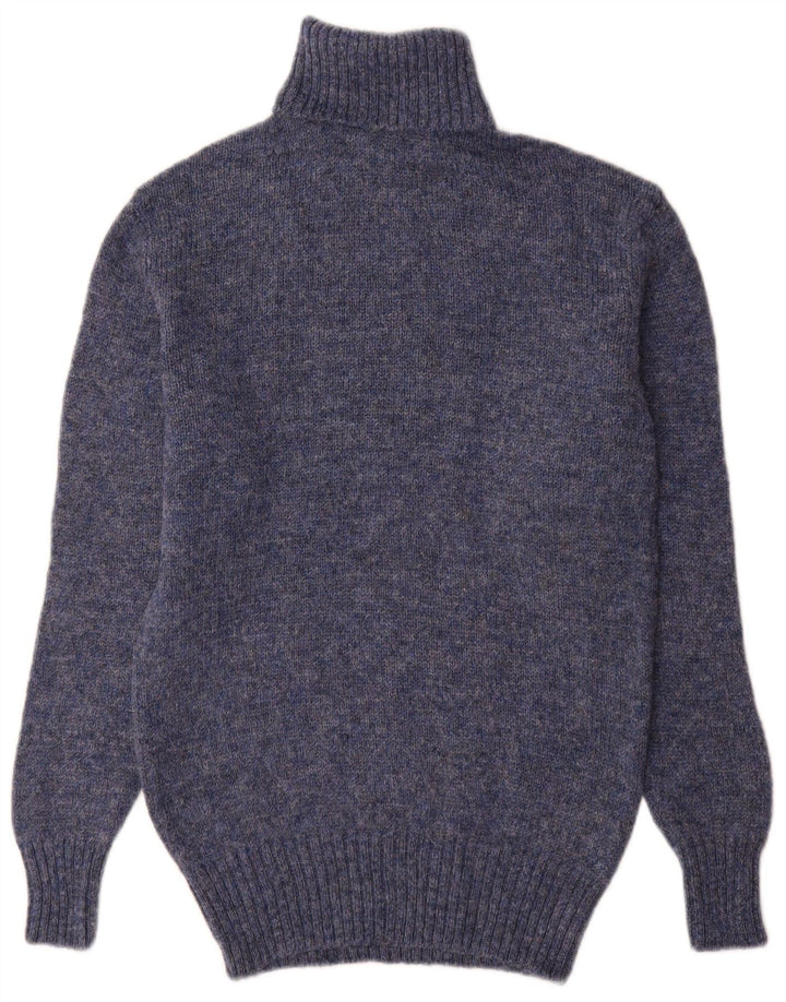 Vintage Mens Roll Neck Jumper Sweater Small Blue New Wool